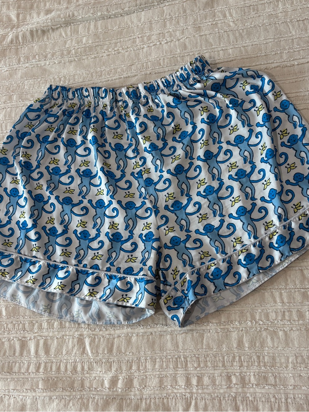 Roller Rabbit Blue Monkey Banana Print Women’s Lounge Pajama Shorts